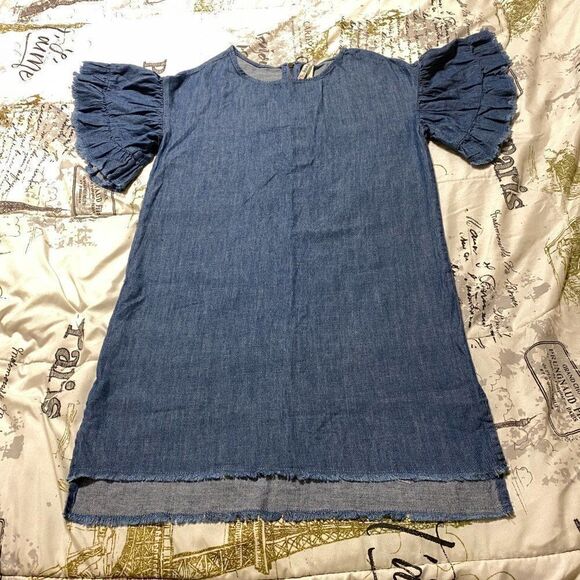 Girl Krazy XS flutter sleeve Chambray shirt dress - Picture 2 of 5